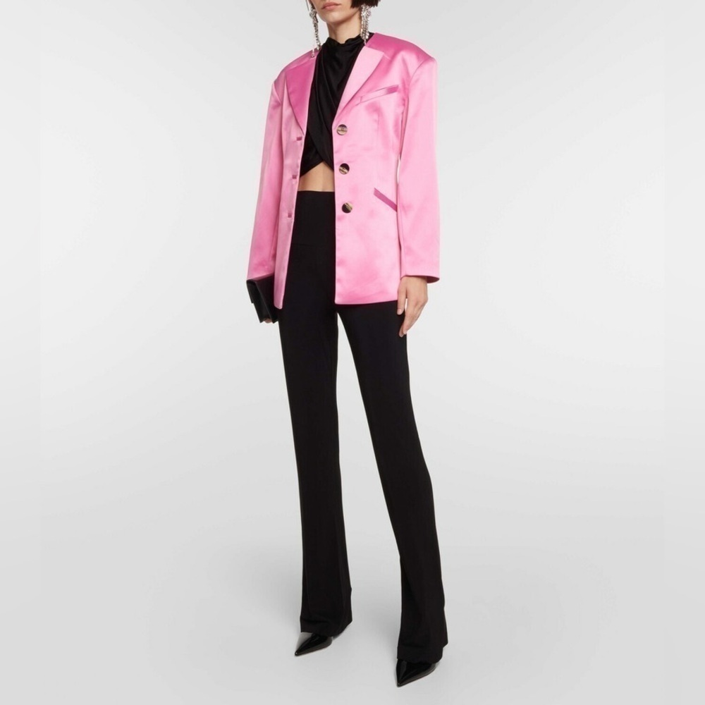 GANNI Petal Pink Wild Orchid Single Breasted Satin Blazer Size US 12/XL NWT